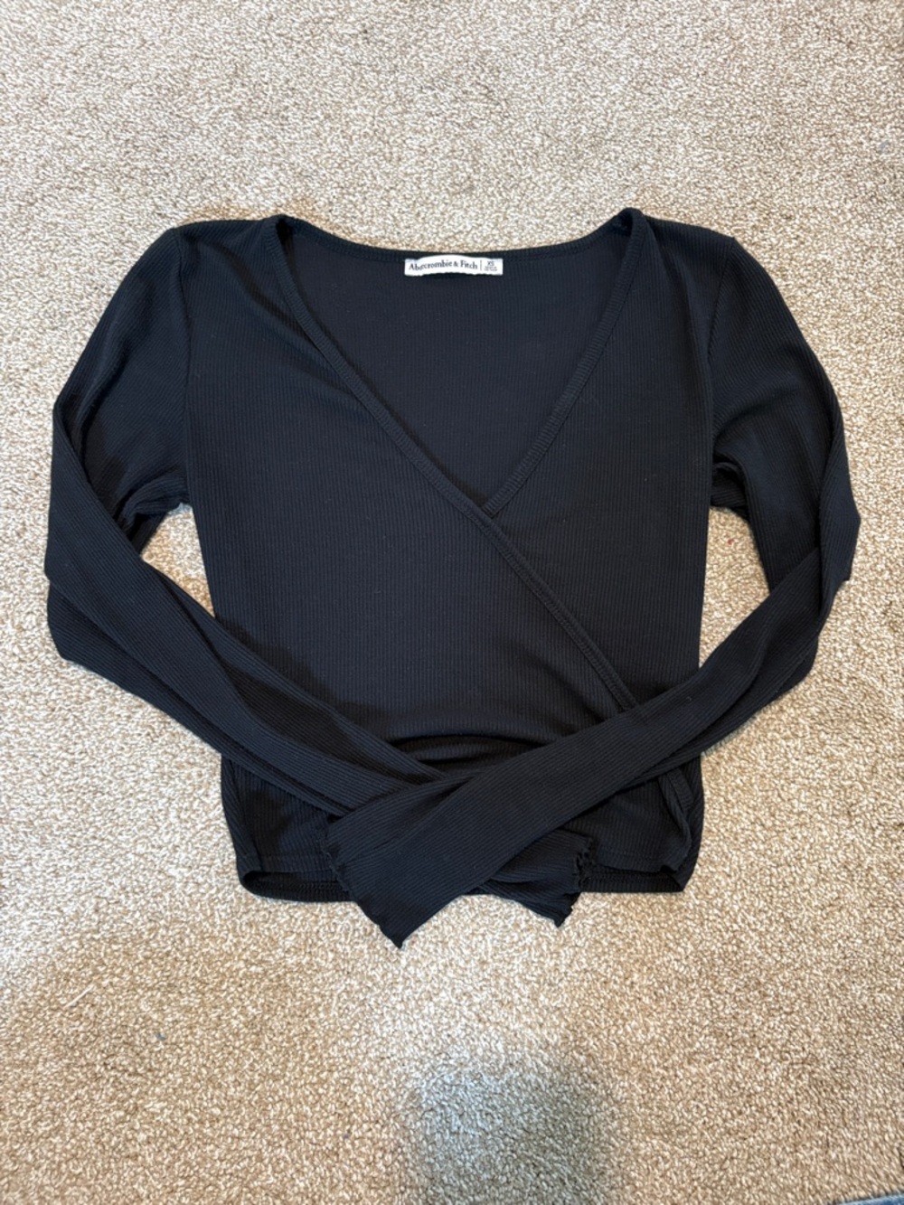 Abercrombie and Fitch Black Ribbed Long Sleeve Top - Size XS
